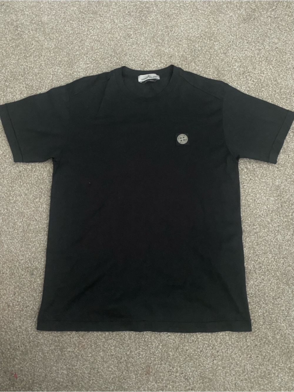 Stone Island Black Short Sleeve Crew Tee with Badge